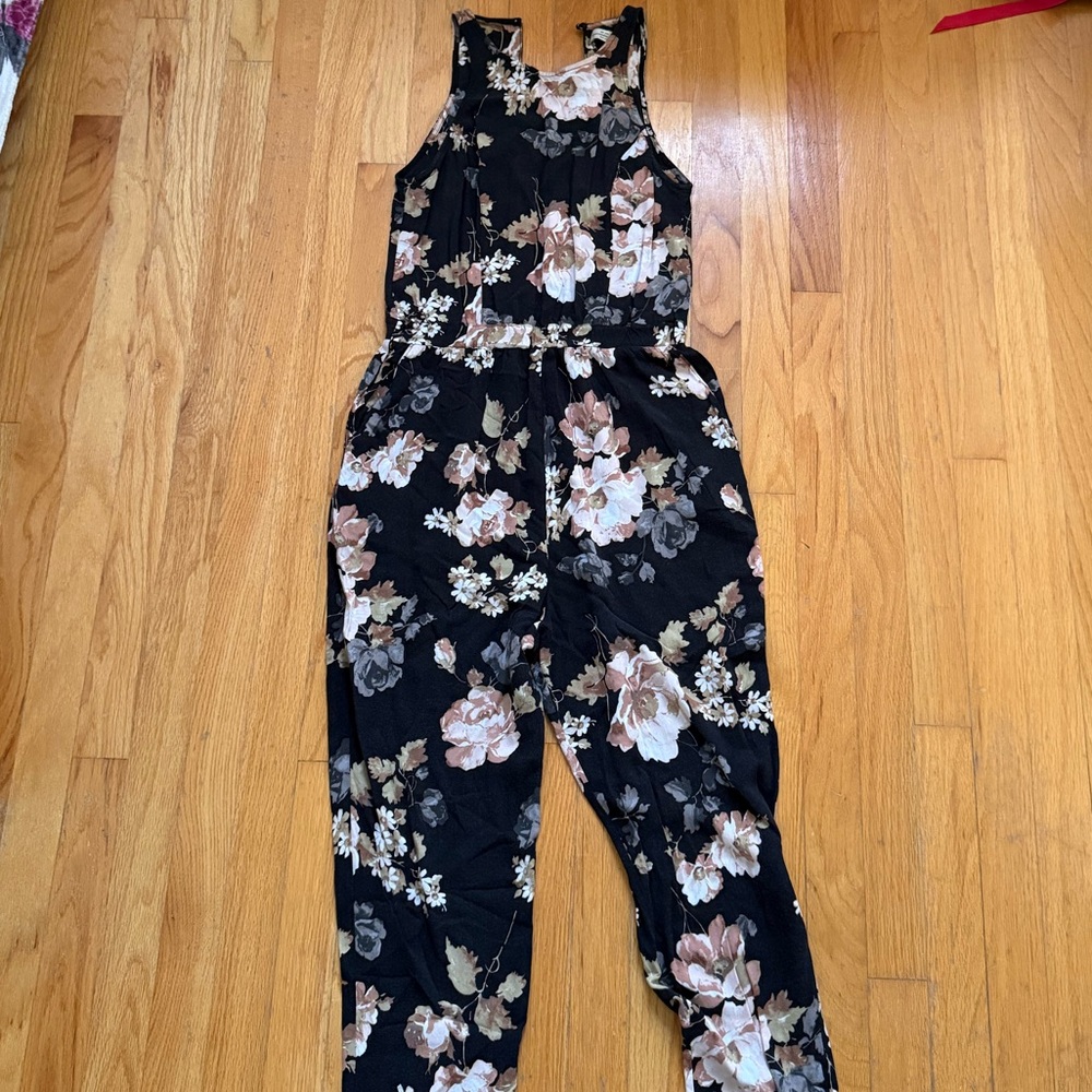 Abercrombie & Fitch Floral Black Jumpsuit
